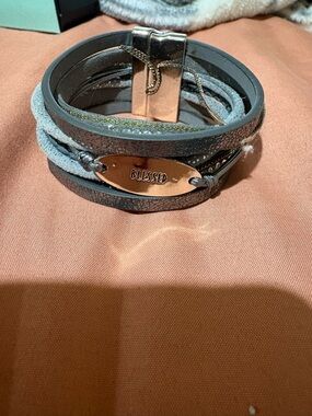 Avon Grey Multi-Strand 'Blessed' Wrap Bracelet with Metal Plate